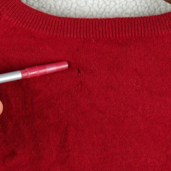 Black Brown Sweater Mens Large Red Cashmere Lightweight V Neck Preppy - Picture 9 of 12